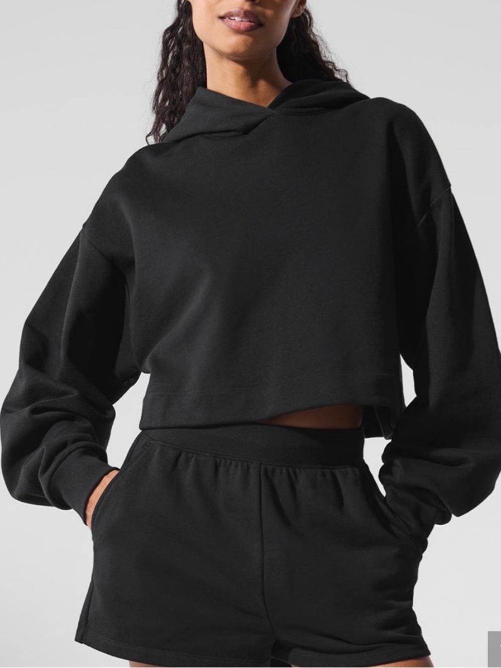 ALO Bae Cropped Hoodie (Navy)